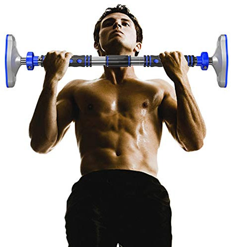 NENGGE Verstellbare Klimmzugstange Türrahmen für Zuhause Reckstange Türrahmen Ohne Schrauben Tür Klimmzug Stange Pull Up Bar Tür mit Verriegelungsmechanismus, bis 600kg,Blau,70/96CM