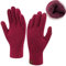 Damen Winter Warm Touchscreen Handschuhe Thermo Gestrickte Winterhandschuhe Doppellagige Strickhandschuhe mit Fleece Gefütterte Frauen Geschenk, Weinrot