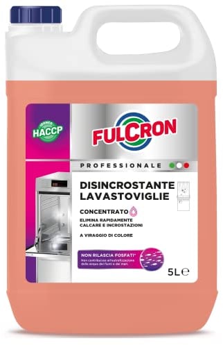 FULCRON Disincrostante Lavastoviglie Concentrato, Elimina Calcare, Incrostazioni e Residui di Grasso, Cura Lavastoviglie Formula Concentrata Anticalcare, Liquido, 5 L