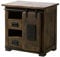 MASSIVMOEBEL24.DE | Railway kleine Kommode aus Massivholz #423 - braun geölt | aus Mangoholz | 70x45x70cm | 2 Schubladen - mit Tür | Sideboard Schrank