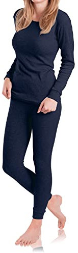 MT Damen Ski- & Thermowäsche Set - warme Unterwäsche Langarm mit weicher Innenseite - Navy S