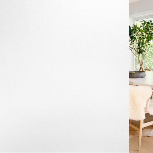 rabbitgoo Pellicola per Vetri Finestre Privacy, 90x300cm, Bianco Puro | Pellicola Satinata per Vetri Finestre, Adesione Statica, Senza Colla, Riutilizzabile, Anti-UV, Opaco, per Box Doccia Bagno