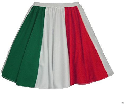 The Dragons Den Womens Italy National Flag Panel Skater Skirt Patriotic Supporters Fancy Dress [8-12]