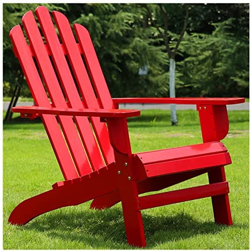 LXLZYXSF Rot Adirondack Stühle Im Freien Hölzern Akzent Möbel, Rasen Klubsessel Veranda Balkon Lehnstuhl Garten Freizeit-Stuhl, Hohe Rückenlehne & Breite Armlehnen