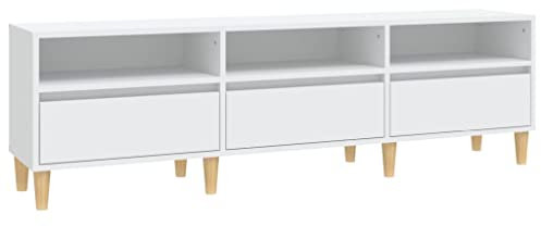 vidaXL Meuble TV, Armoire de Télévision avec Rangement, Meuble Télé Salon Salle de Séjour Intérieur, Scandinave, Blanc Bois d'Ingénierie