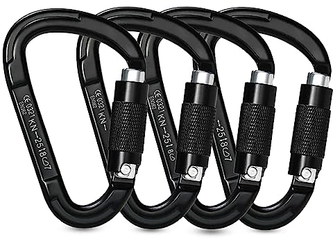 Kletterkarabiner Karabinerhaken,UIAA-Zertifiziert karabiner schwerlast,25KN Auto Locking Klettern karabiner Clips,Kletterausrüstung for Bandschlinge,Schaukel,Hängematte,Absei