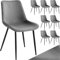 tectake® Esszimmerstühle 8er Set, Samtstoff Stuhl mit Rückenlehne, ergonomische Essstühle, bequemer Küchenstuhl, Esszimmerstuhl, Cocktailsessel für Lounge, Dining, Küchentisch - grau