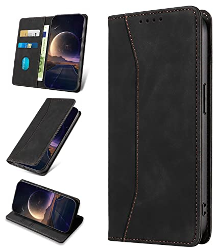 KANVOOS Handyhülle für OnePlus Nord 2 5G Hülle, Premium PU Leder Flip Klappbar Stoßfeste Schutzhülle [Kartenfächern], Wallet Case Hülle für OnePlus Nord 2 5G (Schwarz)