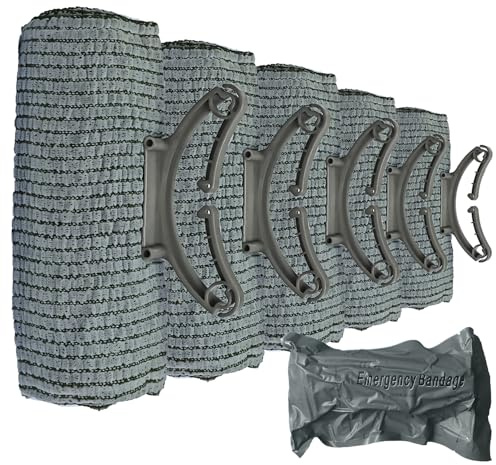 Verbessern Sie die israelische Art Notfallbandage, 5 Pack 6-Zoll-Kompressionsbandage für Notfallwundenverband, Steriler Israelischer Verband für Outdoor-Sport, Camping, Wandern, Klettern