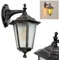 Lámpara de pared exterior Loria con aspecto antiguo de metal y cristal en negro/gris/plata/vidrio esmerilado, lámpara de pared estilo rústico, lámpara de pared exterior para terraza, E27, sin