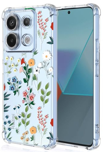 XINYEXIN Clear Cover per Xiaomi Redmi Note 13 Pro 5G / Poco X6 5G Motivo Fiori Floral Custodia Trasparente Antiurto Morbido TPU Bumper Case - Flower Art