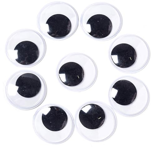 20 Stück Selbstklebende Wackelaugen gross 50mm Kulleraugen Selbstklebend Kunststoff Augen zum Basteln Puppe Augen Schwarze Bastelaugen groß big Wiggle Googly eyes für DIY Kunsthandwerk Dekoration