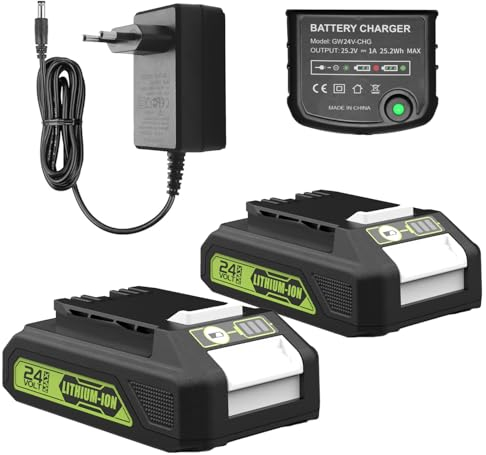 Energup 2X 24V 3.5Ah Batterie de Rechange pour Greenworks Batterie 24V avec Chargeur pour Greenworks 24V Batterie G24B2 G24B4