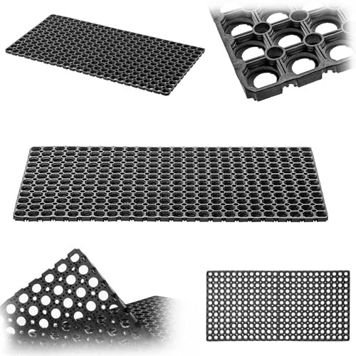 KADAX Fußmatte mit Lochmuster, rutschfeste Ringgummimatte für den Außenbereich, Lochgummimatte aus Gummi für den Eingangsbereich (Muster 1, 50x100 cm)