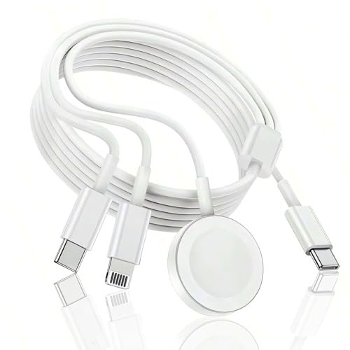 3 in 1 for Apple Watch Charger Cable USB C - 4FT Travel Charging Cable for iPhone and Watch Charger, Multi Charging Cable Compatible with iWatch Ultra/SE/9/8/7/6/5/4/3/2/1 & iPhone 14/13/12/11