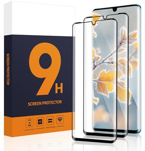 Carantee Lot de 2 films de protection d'écran en verre blindé pour Huawei P30 Pro - Bord noir 3D - Haute résolution - Anti-bulles - Ultra résistant - Huawei P30 Pro