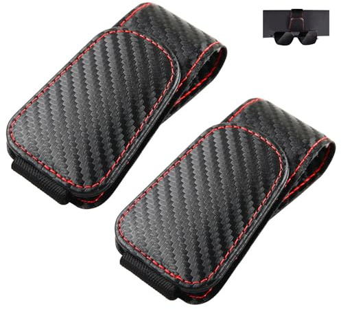ZMaglorian 2 Pezzi Porta Occhiali Auto, Pelle Clip per Biglietti da Visita Supporto per Occhiali Sole da Auto, Nero