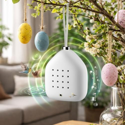 RELAXOUND Lily Bells – Dekorativer Klanghänger mit Bewegungsmelder, sanftes Vogelgezwitscher, Chimes & Wasserklänge – Entspannung für Zuhause, stilvolle Geschenkidee - Snowling, Weiß