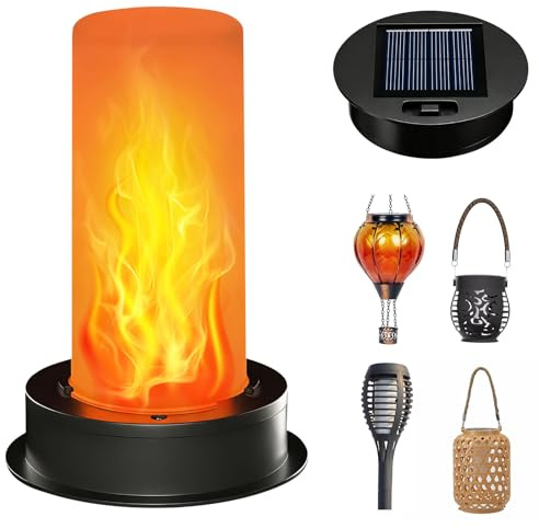 Solar Laterne Tanzende Flammen LED Solar Hängelampe Outdoor Wetterfest Solarlampen für Außen Hängend Led Laterne Solar Laternen für Draußen Tragbares mit Seil für Garten Balkon Deko Aussen (7 cm)