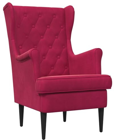vidaXL Sessel Weinrot Samt, Stylischer Samtstuhl, moderner Wohnzimmerstuhl, Bequeme Sitzgelegenheit, funktional und robust