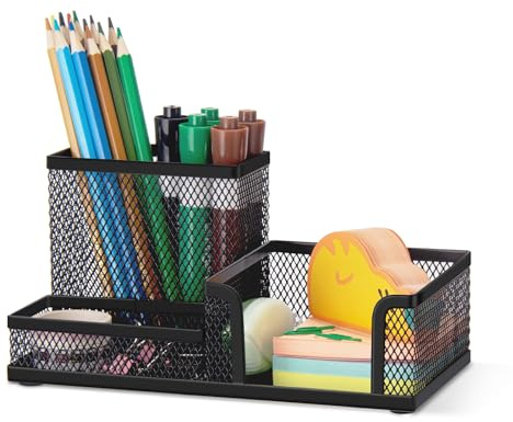 Comix Mesh Pen Holder, Desk Organizer for Home Office, Black