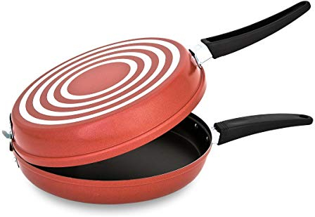 Menax - Sarten Doble Volteadora de Tortillas - Diámetro 24 cm Baja - Revestimiento Antiadherente - Aluminio