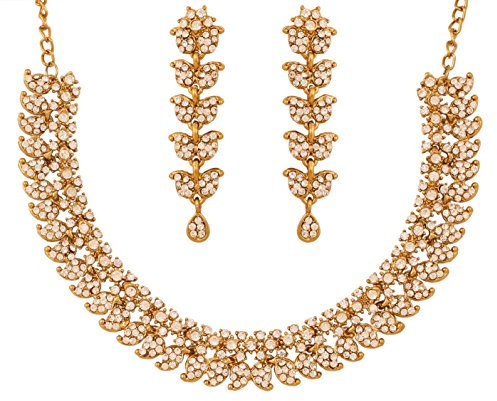 Touchstone Collana glamour Hollywood con cristalli bianchi motivo paisley motivo antico per donna Oro