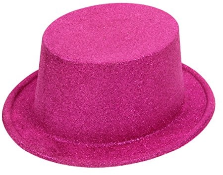Alsino Glitzer Zylinder Show Hut, Glitter Pink - Der pfiffige Party Hut, Disco Glitzerhut, 80er Jahre Karneval - für Damen und Herren