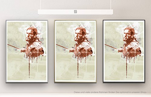 Paul Sinus Art Jon Snow GoT 90x60cm Splash Art Wandbild als Poster mit Aluwechselrahmen in schwarz