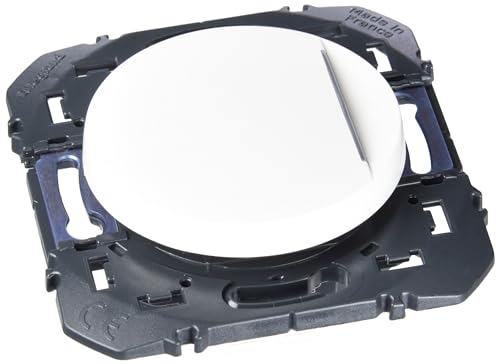 LEGRAND | Poussoir Lumineux Blanc, Dooxie, Voyant Bleu Pour Repérage Dans L'Obscurité, Connexion Rapide Sans Outil, Compatible Avec Plaques De Finition