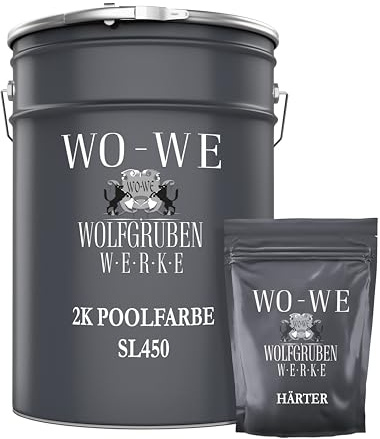 WO-WE Pintura de Resina Epoxi para Piscinas - Revestimiento Duradero para Cemento y Baldosas SL450 Azul luminoso - 2,5Kg