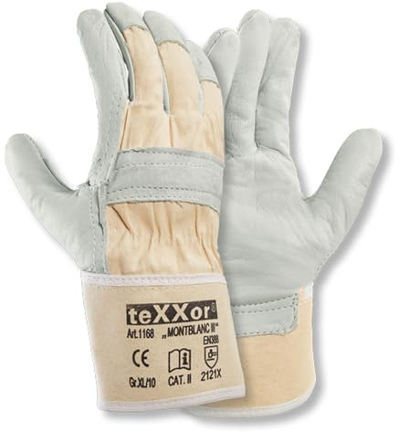 texxor 240 Stück Rindvollleder-Handschuhe Montblanc III 1168, natur, 9/L, Karton
