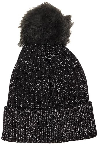 collezione alessandro Mütze Sylt stylisch glitzernd und mit Fellbommel 20cm x 18cm