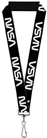 Buckle-Down Schlüsselband NASA Text schwarz weiß, NASA