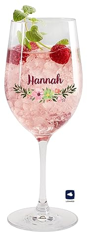 Herz & Heim® schönes Geschenk für die Frau Weinglas mit Personalisierung zu Weihnachten oder zum Geburtstag Blumen Ensemble