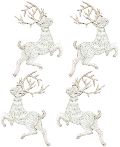 MILISTEN 4pcs Christmas Reindeer Appliques Sewing On Elk Appliques Embroidered Patches DIY Xmas Sewing Crafts Supplies for Clothes Dress Decorations