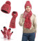 Meajore MüTze Schal Handschuhe Damen Set 3 in 1 Winter Warm Beanie Touchscreen Handschuh Und Lang Schal StrickmüTze Set