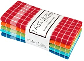 Miss Savon Geschirrtücher Bunt - 5er Set Schöne Geschirrhandtücher Baumwolle Premium Küchenhandtücher Küchentücher Vintage & Deko Abtrockentücher Handtücher für die Küche (Mehrfarbig - 5er Set)