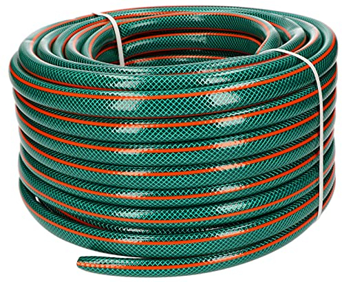 KOTARBAU® Manguera de jardín de 3/4, 50 m, 3 capas, Manguera de PVC reforzada, Color verde, Manguera profesional para regar plantas, Manguera jardín, Manguera de agua, Manguera riego flexible