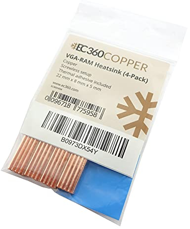 EC360® Copper dissipatore di calore VGA-RAM pacco da 4 (22 x 8 x 5 mm)