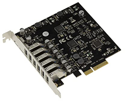 KALEA-INFORMATIQUE PCIe USB 3.1 Controller Card 8 Ports 10G: 6 Typ A und 2 Typ C, mit Bandbreite 20Gbps - Stromversorgung 1A oder 3A pro USB3.1 Port.