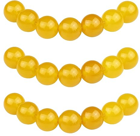 MJDCB Perlen zum Auffädeln 6mm 60 stück Gelber Achat Halbedelsteine Perlen mit Loch Natürliche Lose Runde Steinperlen für Herstellung Schmuck Armbänder Halsketten