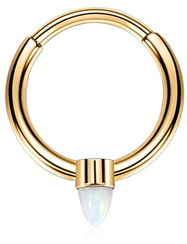 AROWRO Gold Spike Opal Septumring 16G 8mm Clicker Piercing Schmuck