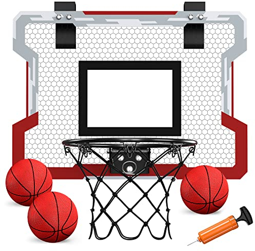 QDRAGON Mini Paniers de Basket Enfant Interieur, Basketball Hoop Panier de Basketball Mural avec 3 Ballons, Filet, Backboard et Pompe à Air pour Garçons Filles Enfants et Adultes
