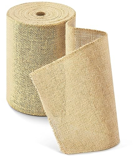 HEETA Jute Tischläufer Tischband 20cmx15m, Natur Juteband Tischläufer Meterware Zuschneidbar für Verschiedene Schreibtischgrößen, Tischdekoration für Gartenparty, Hochzeit