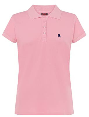 S&C - Polo Donna Manica Corta - Polo Donna Custom Fit Leggermente vestibilità - Bordatura a Maniche e Collo a Costine - Made in Cotone e in Spagna, Rosa Pastello, XL