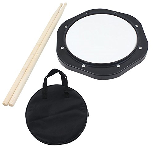 Drum Practice Pad, 27x27x3cm/10,6x10,6x1,2 Zoll Kunststoff Leises Übungspad Drum Pad Silent Practice Drum Musical Percussion Instruments Leichtes Snare Drum Pad mit Stofftasche & Paar Trommelstöcke