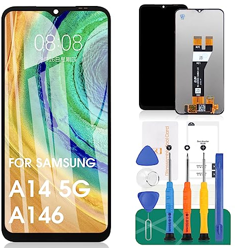 pour Samsung Galaxy A14 5G LCD Display pour Samsung A14 Screen Replacement pour Galaxy A14 Touch Digitizer A146U/A146P Repair Kits Without Frame(Black,Not for SM-A146B)