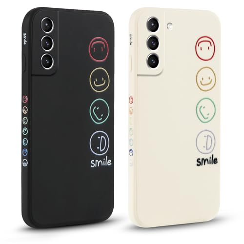 Pnakqil 2 stück Handyhülle für Samsung Galaxy S21 5G 6,2, Hülle Süßes Bemaltes Glücklich Lächeln Design Case Weiche Tasche für Damen Geschenk Modische TPU Dünn Stoßfeste Kameratasche Schutzhülle