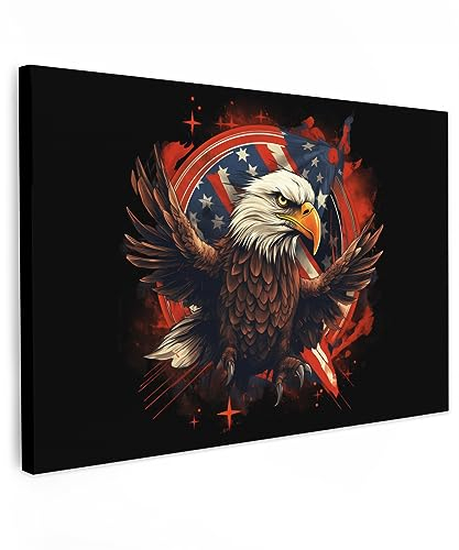 MuchoWow© Bilder Groß 120x80 cm XXL Wohnzimmer Deko Modern Wandbild Foto auf Leinwand Bild Schlafzimmer Room Decor Geschenke Retro - Adler - Tiere - Schwarz